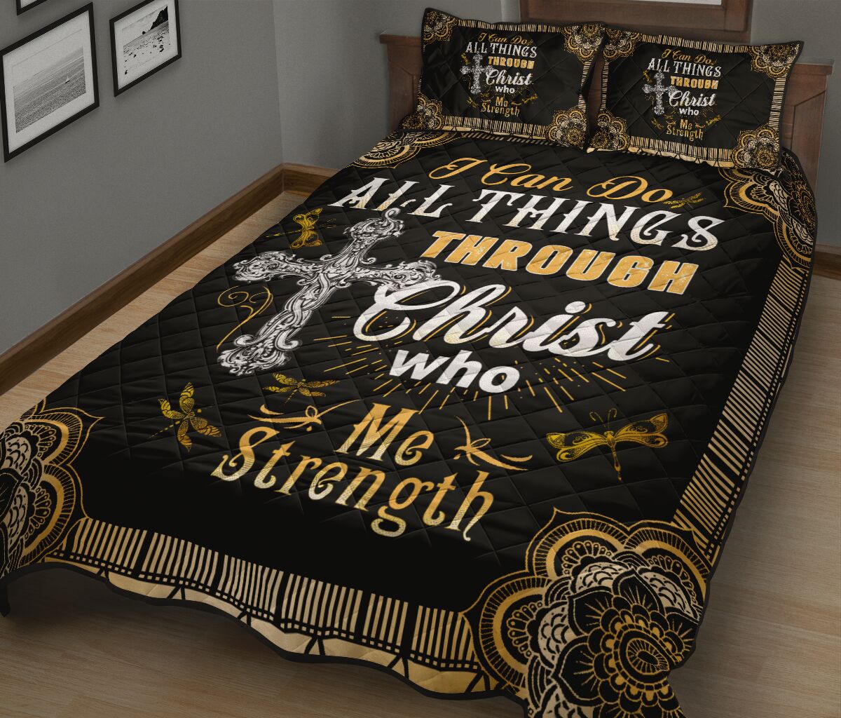 I Can Do All Things Quotes Quilt Bed Set - Love Quilt Bedding Set