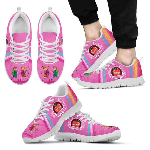 Teacher Chalk Pink Sneakers, Running Shoes, Shoes For Women, Shoes For Men, Custom Shoes, L- Love Sneakers