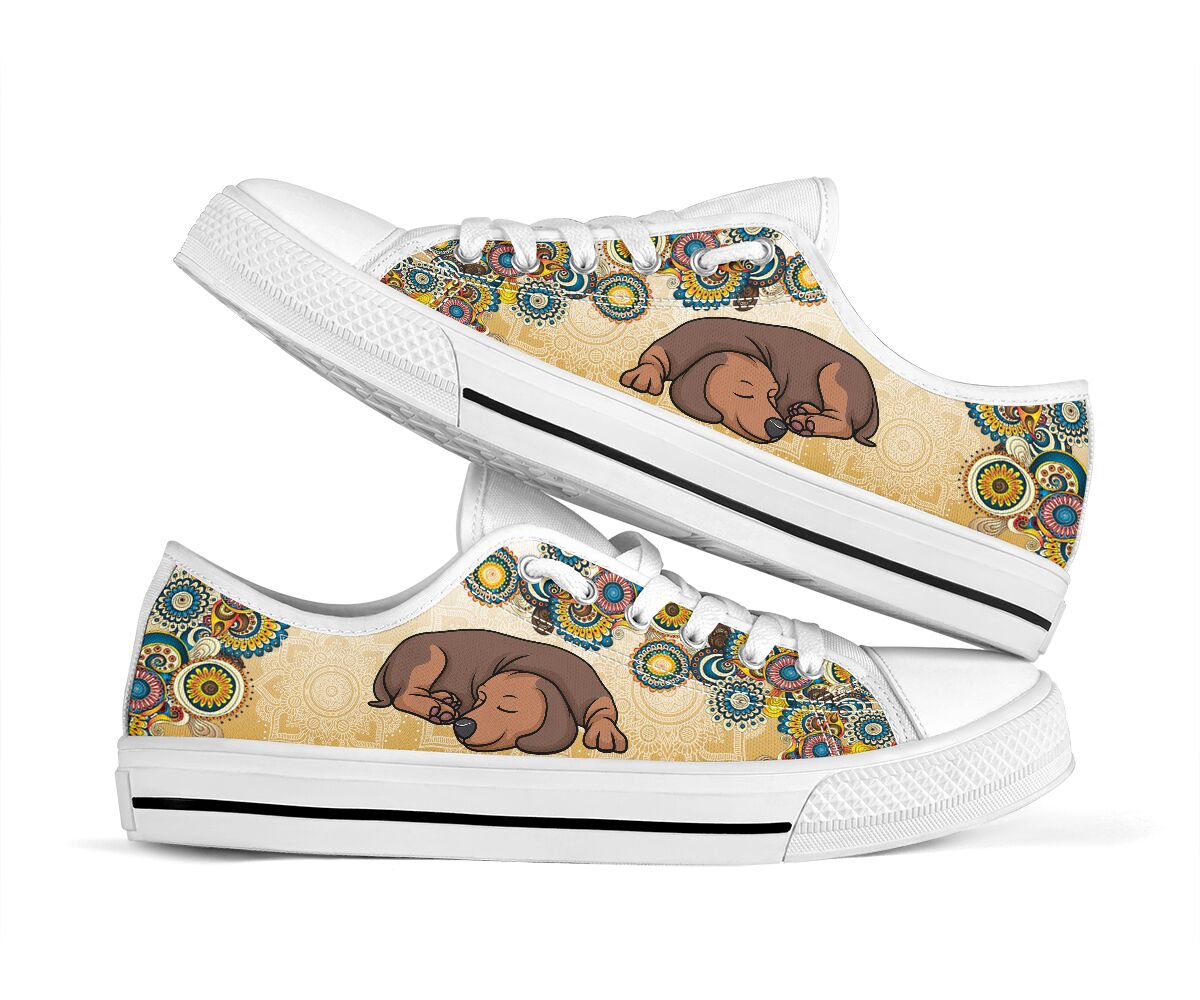 Dachshund Sleep Mandala - Low Top Shoe - Love Love Top Shoes
