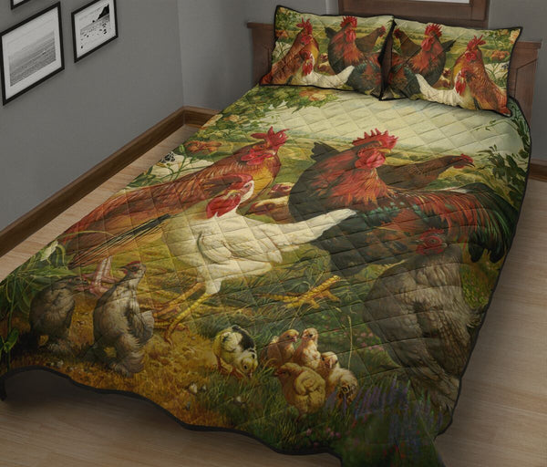 Chicken Painting Quilt Bed Set - Love Quilt Bedding Set