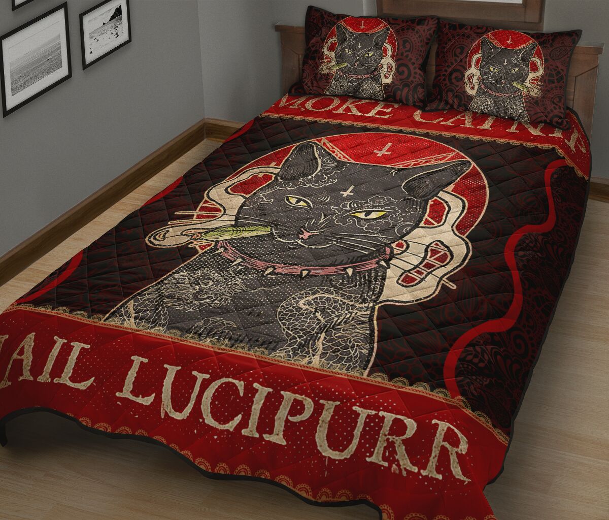 Quilt Bed Set - Black Cat - Smoke 25 - Love Quilt Bedding Set