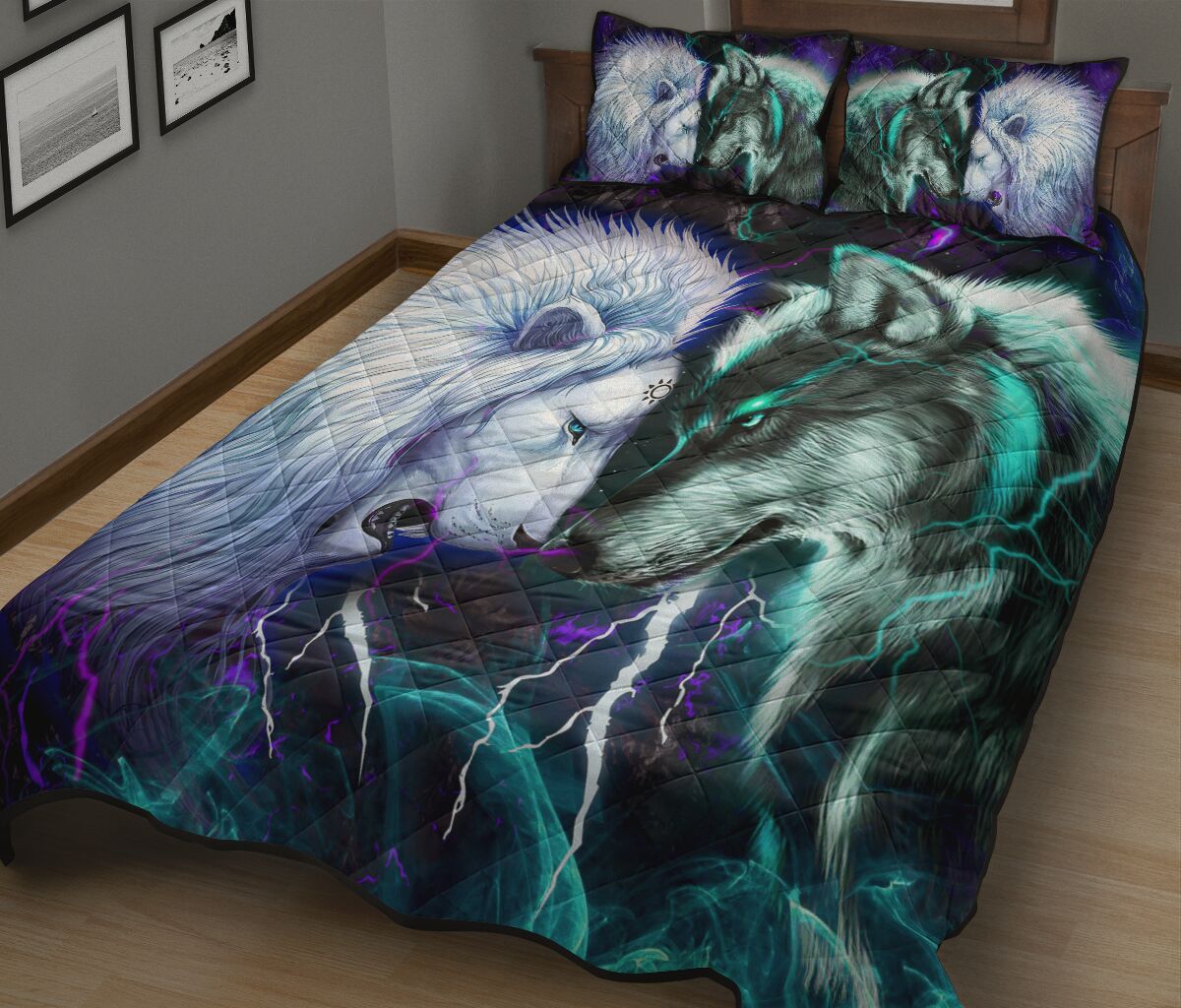 Lion - Wolf - Quilt Bed Set 60 - Love Quilt Bedding Set