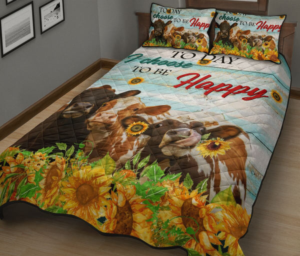 Cow Choose Happy - Bed Set - Nnl - Love Quilt Bedding Set