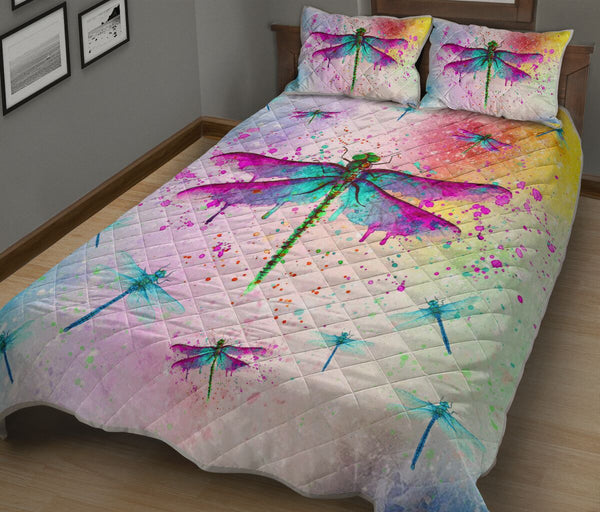 Dragonfly Color- Quilt Bed Set - Love Quilt Bedding Set