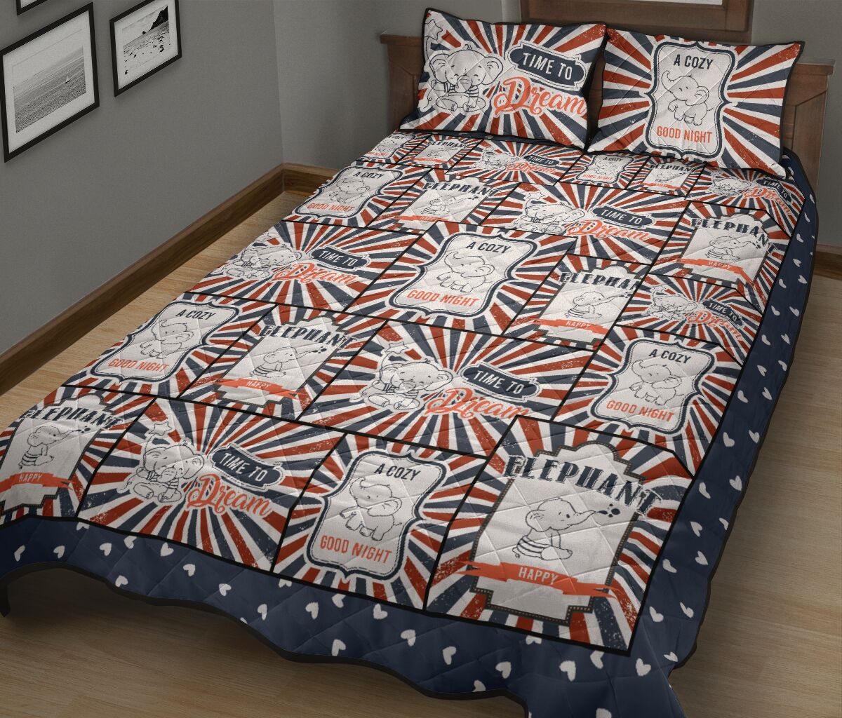 Elephant Baby Cartoon - Quilt Bed Set- Love Quilt Bedding Set