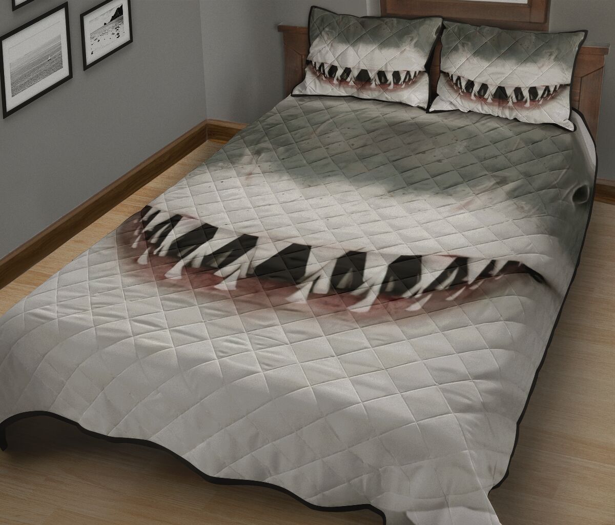 Shark Face Quilt Bed Set - Love Quilt Bedding Set