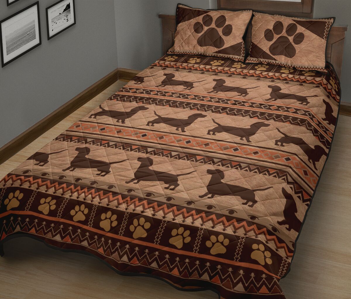 Dachshund Pattern - Bed Set- Love Quilt Bedding Set