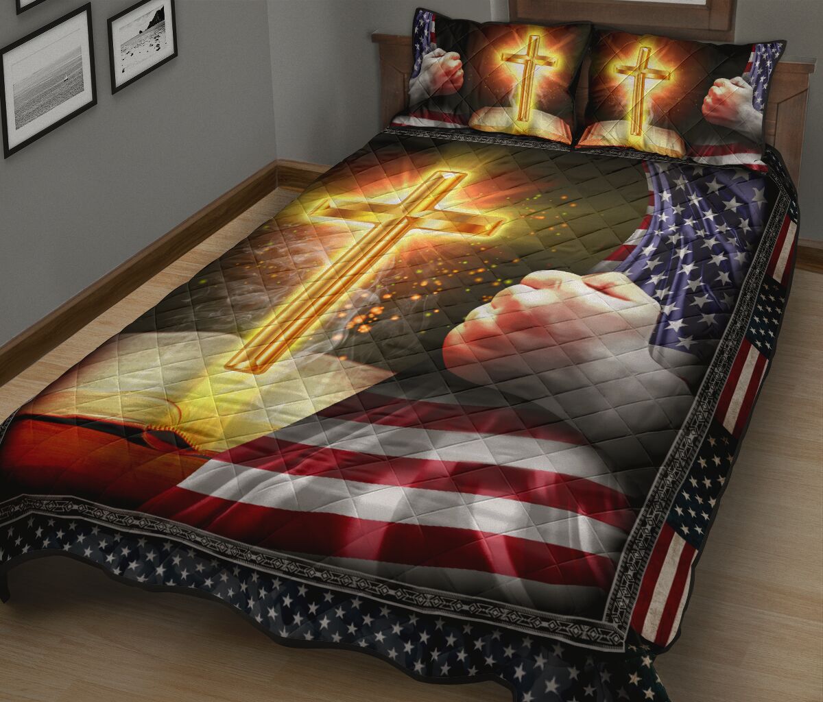 God - Us Flag - Quilt Bed Set 72 - Love Quilt Bedding Set