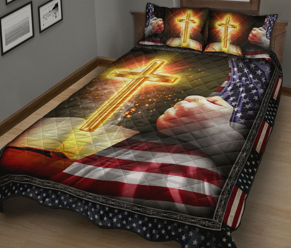 God - Us Flag - Quilt Bed Set 72 - Love Quilt Bedding Set