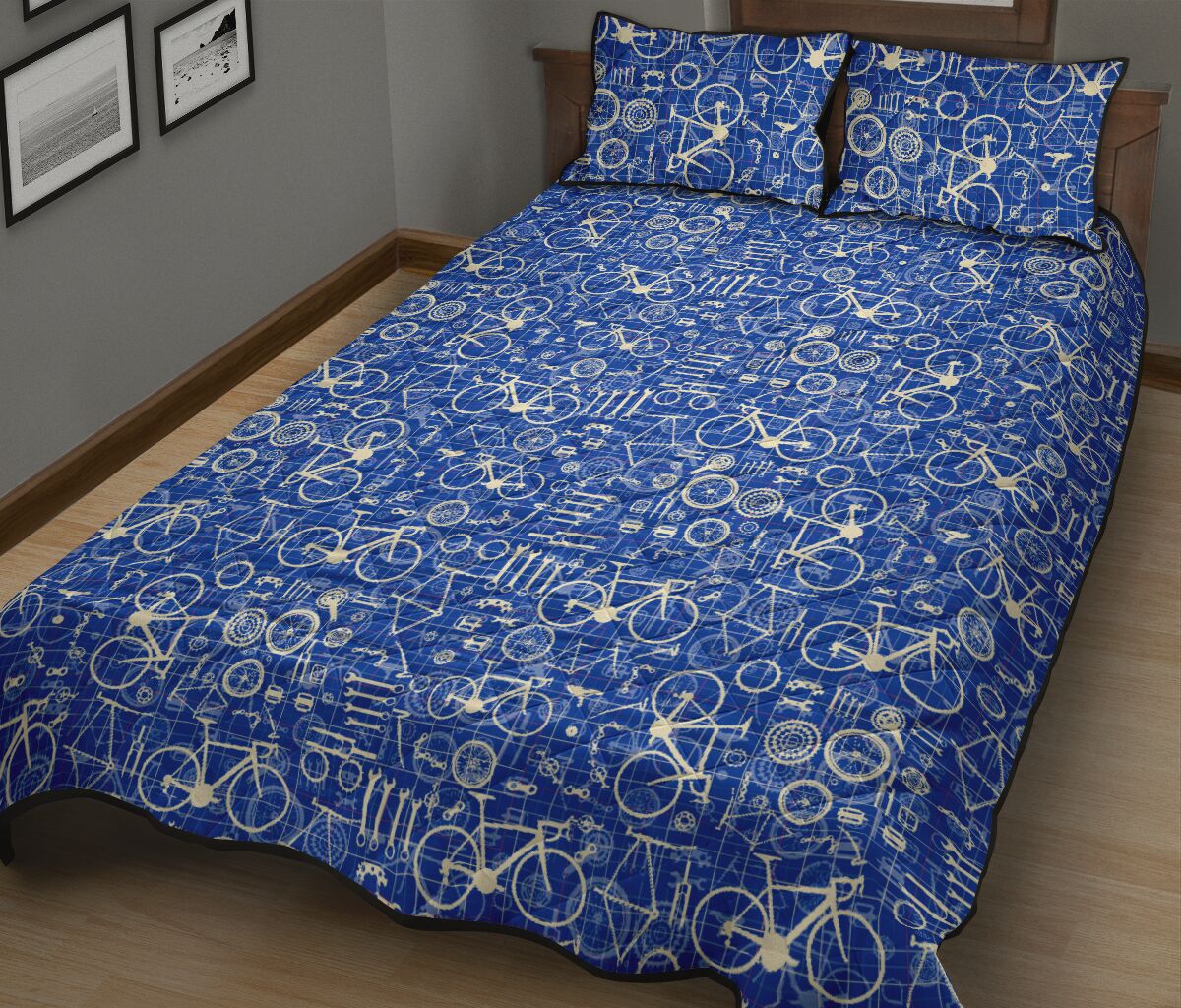 Cycling Blue Pattern - Bed Set - Love Quilt Bedding Set