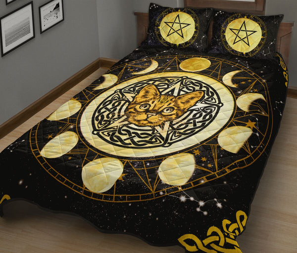 Catbengal Cat Moon Galaxy Quilt Bet- Love Quilt Bedding Set