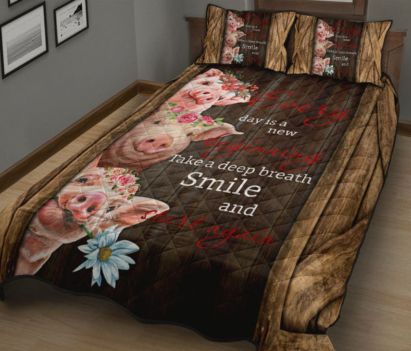 Pig Wood Style Quilt Bed Set - Love Quilt Bedding Set