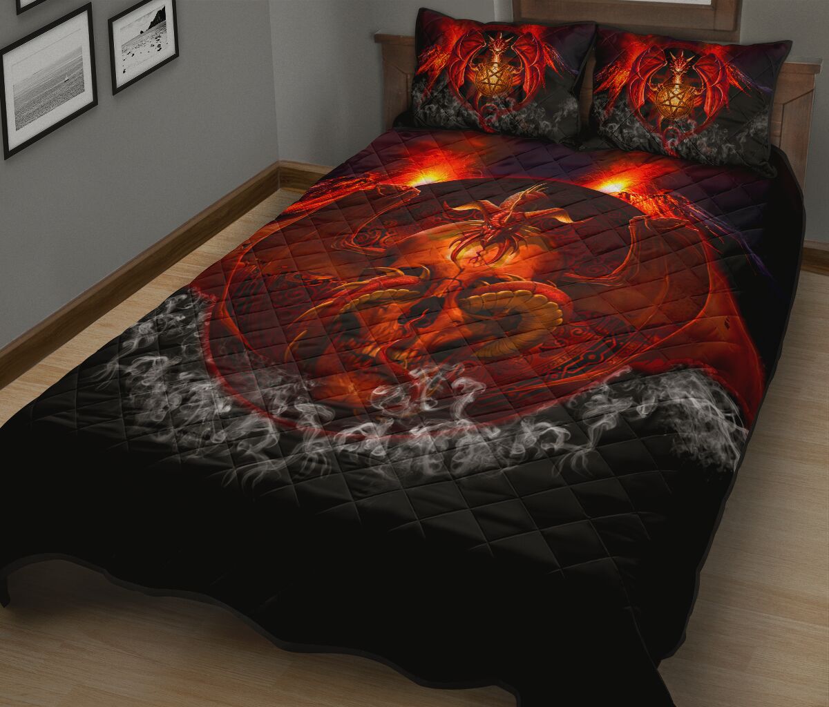 Dragon Lava Style Quilt Bed Set- Love Quilt Bedding Set