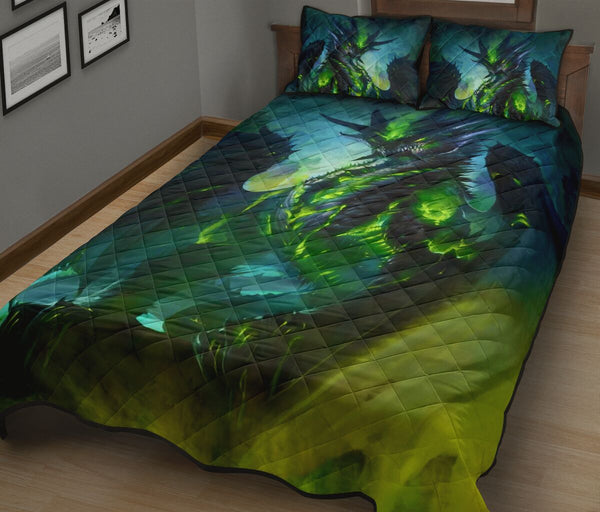 The Poison Dragon Green Art Style Quilt Bed Set - Love Quilt Bedding Set