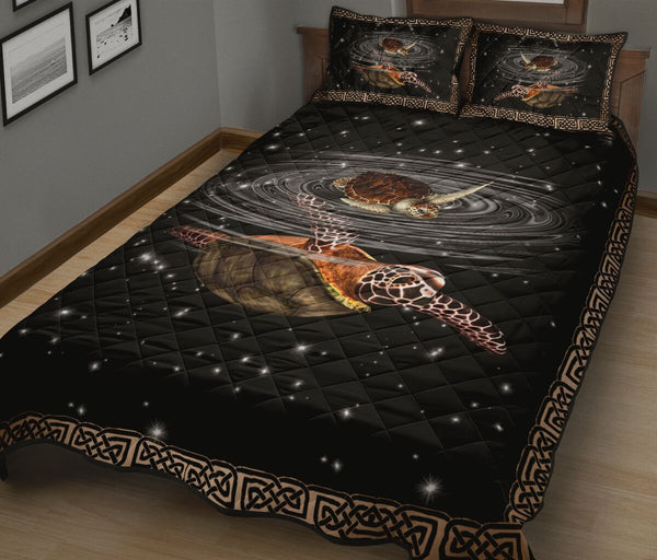 Turtle Reflection Mandala Style Quilt Bed Set 8- Love Quilt Bedding Set