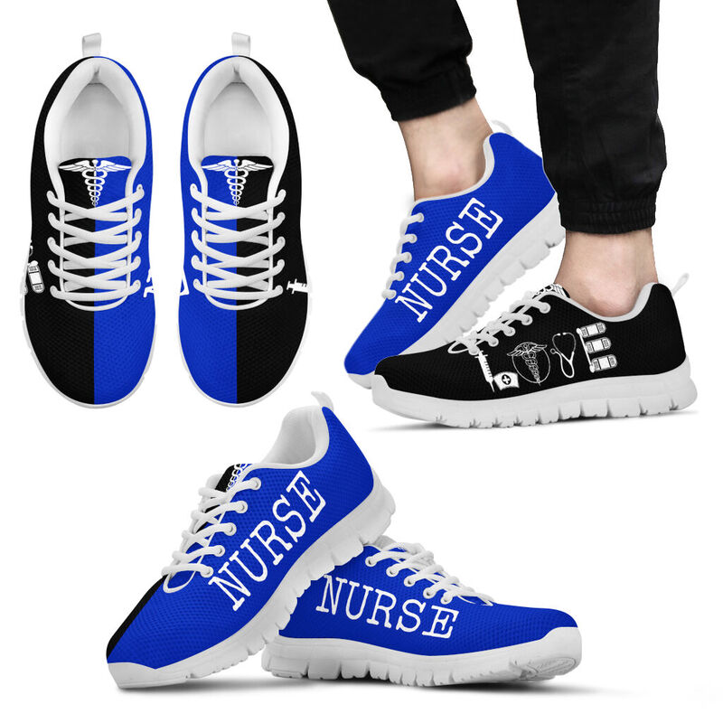 Nurse- Love Royal Blue Black Sneakers, Running Shoes, Shoes For Women, Shoes For Men, Custo- Love Sneakers