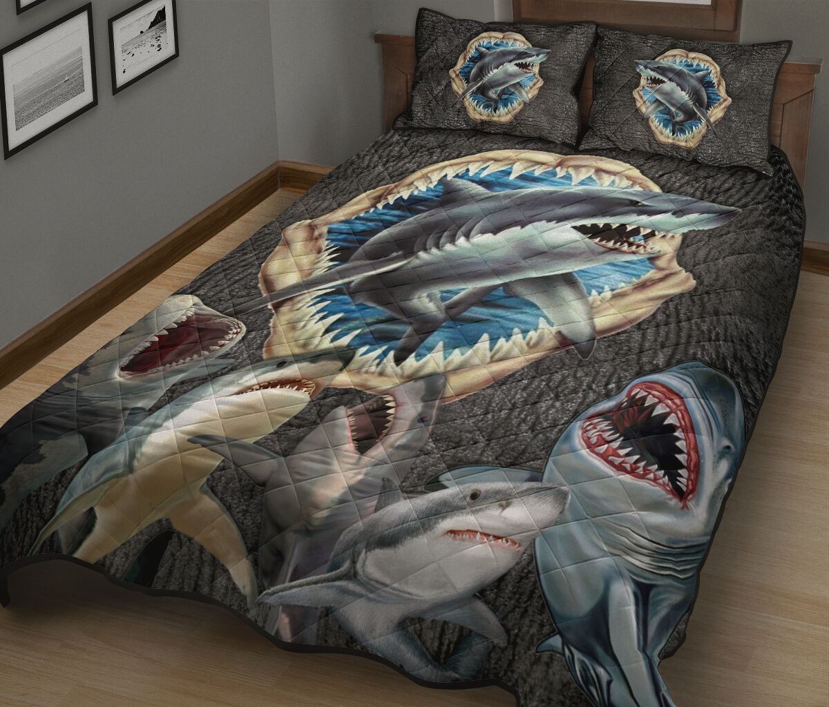 Shark Skin Background Real Style Quilt Bed Set - Love Quilt Bedding Set
