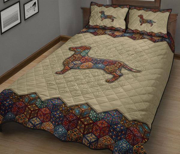 Quilt Bed Set - Mandala - Dachshund 50 - Love Quilt Bedding Set
