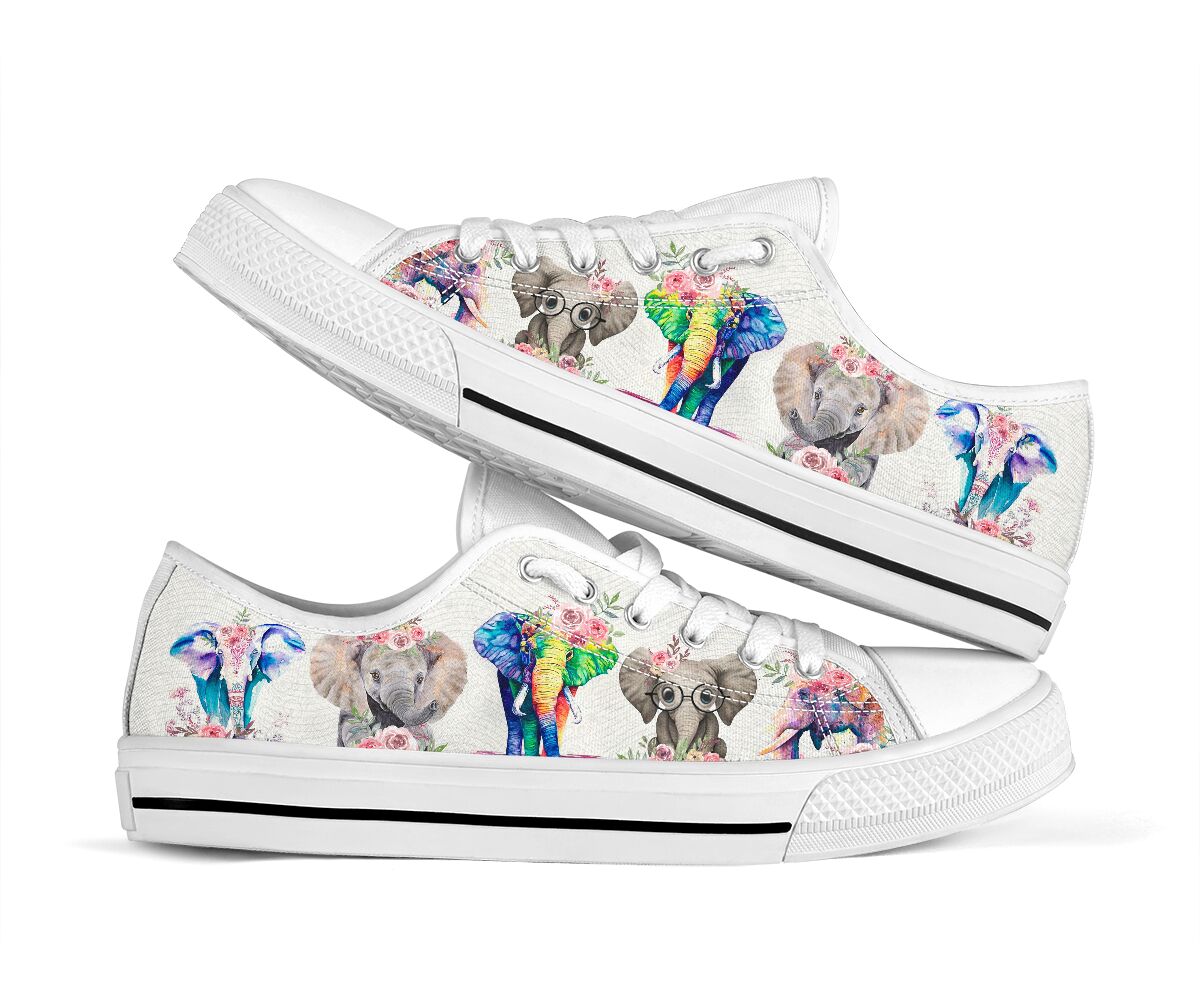 Elephant - Flowers - Low Top Shoe - Love Love Top Shoes