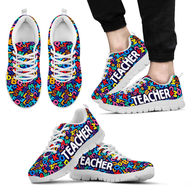 Teacher Abc Pattern Shoes Sneakers, Running Shoes, Shoes For Women, Shoes For Men, Custom Sh- Love Sneakers