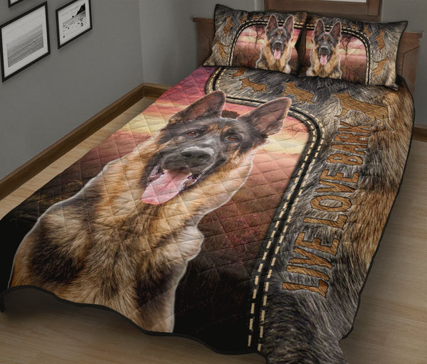 Live Love Bark German Shepherd - Bed Set - Love Quilt Bedding Set
