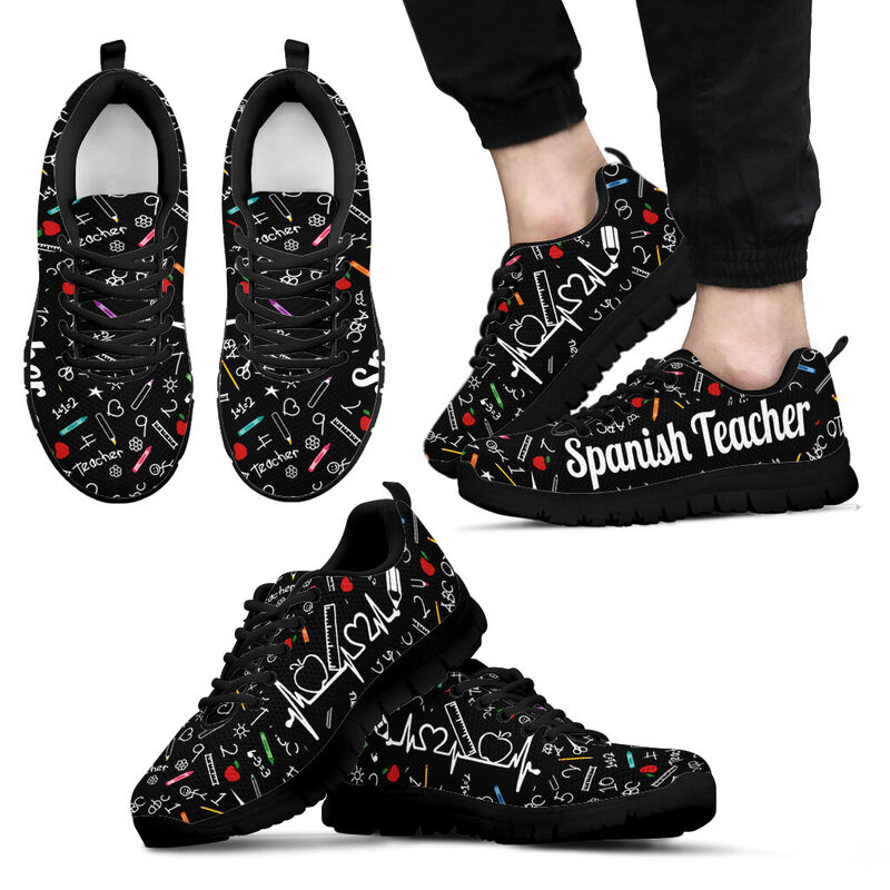 Spanish Teacher Pattern Hb Kd Sneakers, Runni- Love Sneakers