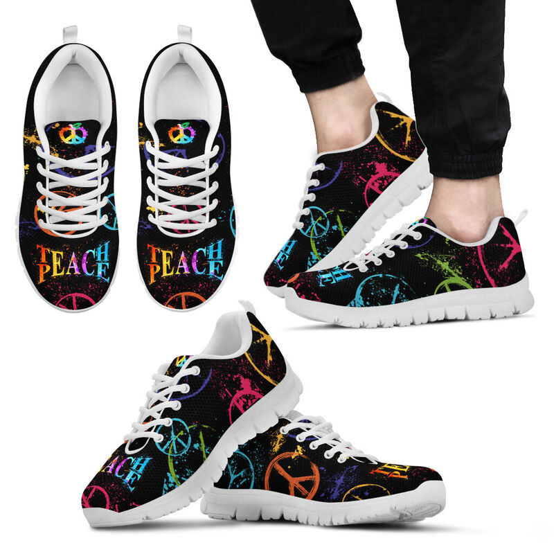 Teacher Peace Art Sneakers, Running Shoes, Shoes For Women, Shoes For Men, Custom Shoes, L- Love Sneakers