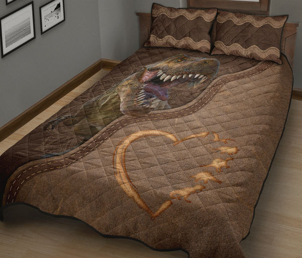 Dinosaur Animal Leather Quilt Bed Set - Love Quilt Bedding Set