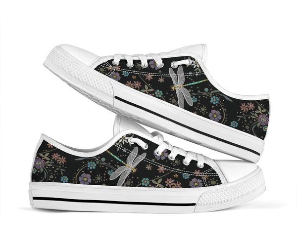 Dragonfly Flower Art Low Top  Shoes