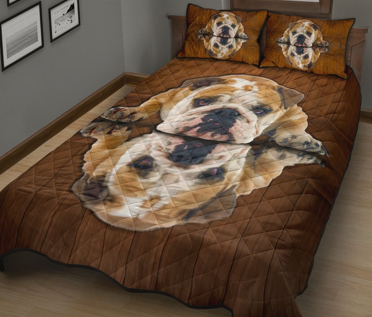 Pulldog Shadow Style Quilt Bed Set - Love Quilt Bedding Set