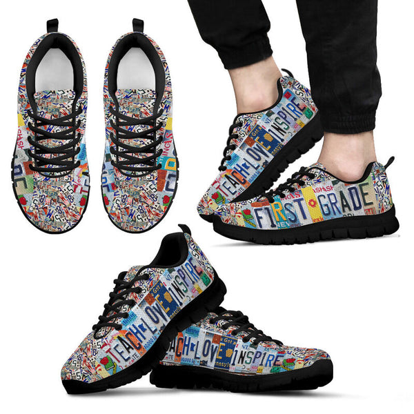 First Grade License Plates Black Sneakers, Running - Love Sneakers
