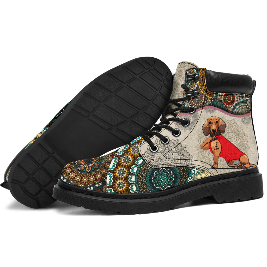 Dachshund - Vintage Mandala Asboot Sky - Love All Season Boots