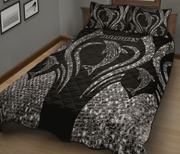 Dolphin Heart Line Style Quilt Bed Set - Love Quilt Bedding Set