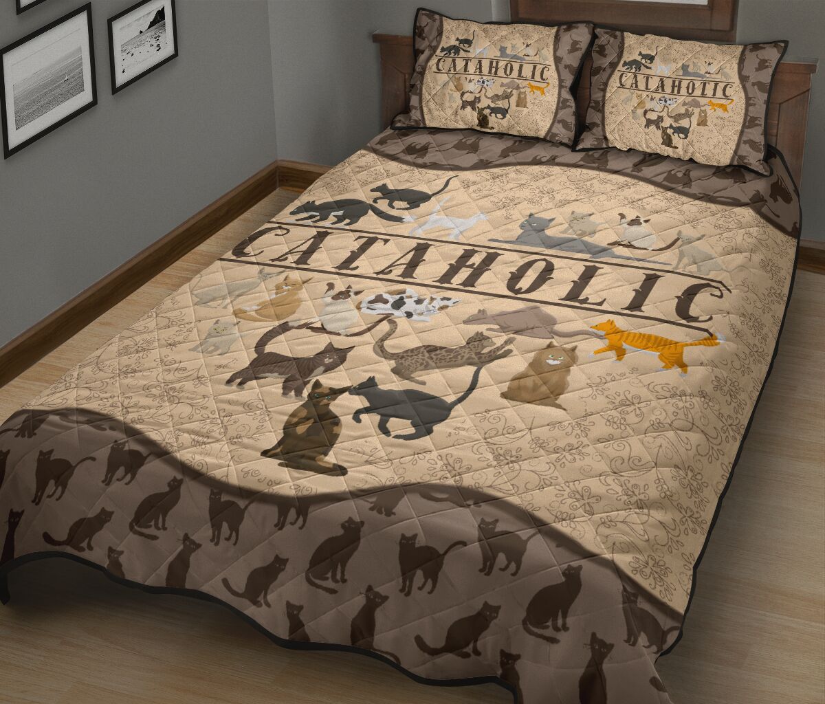 Cataholic Quilt Bed Set - Love Quilt Bedding Set