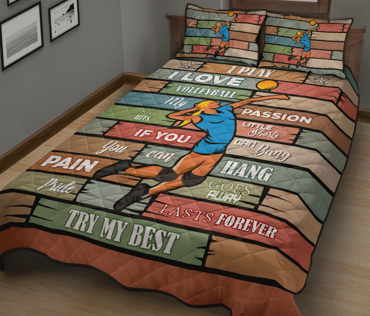 Volleyball - Quilt Bed Set - Nnl - Love Quilt Bedding Set
