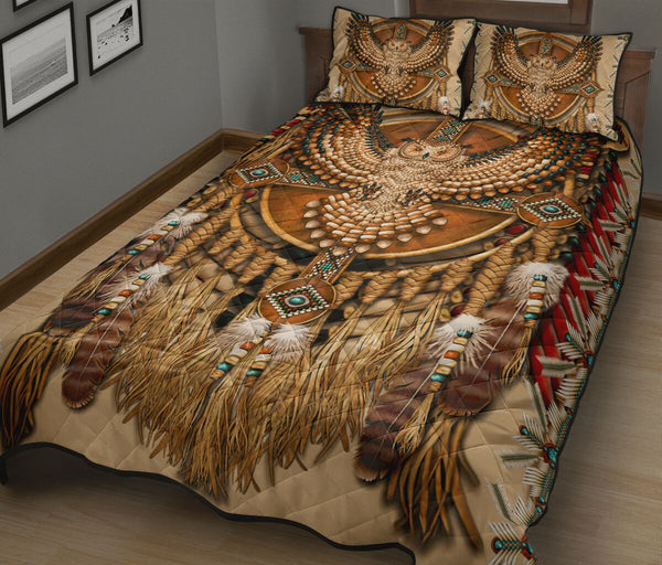 Gold Owl Native American Quilt Bed Set 2- Love Quilt Bedding Set