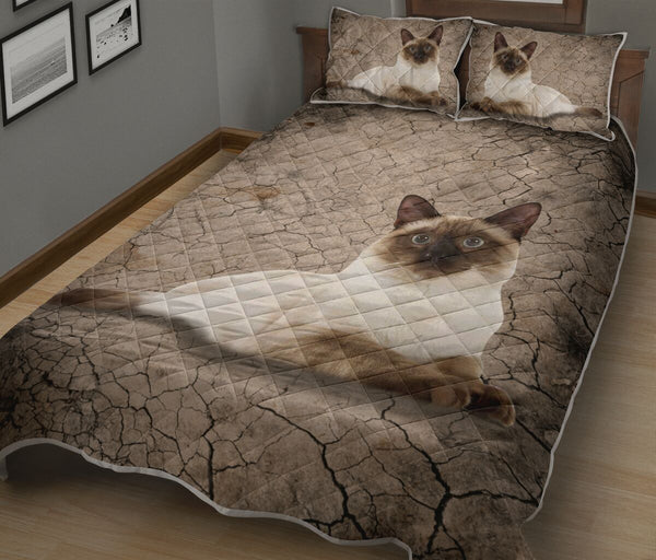 Siamese Cat Dry Soil Cracking 3d - Love Quilt Bedding Set