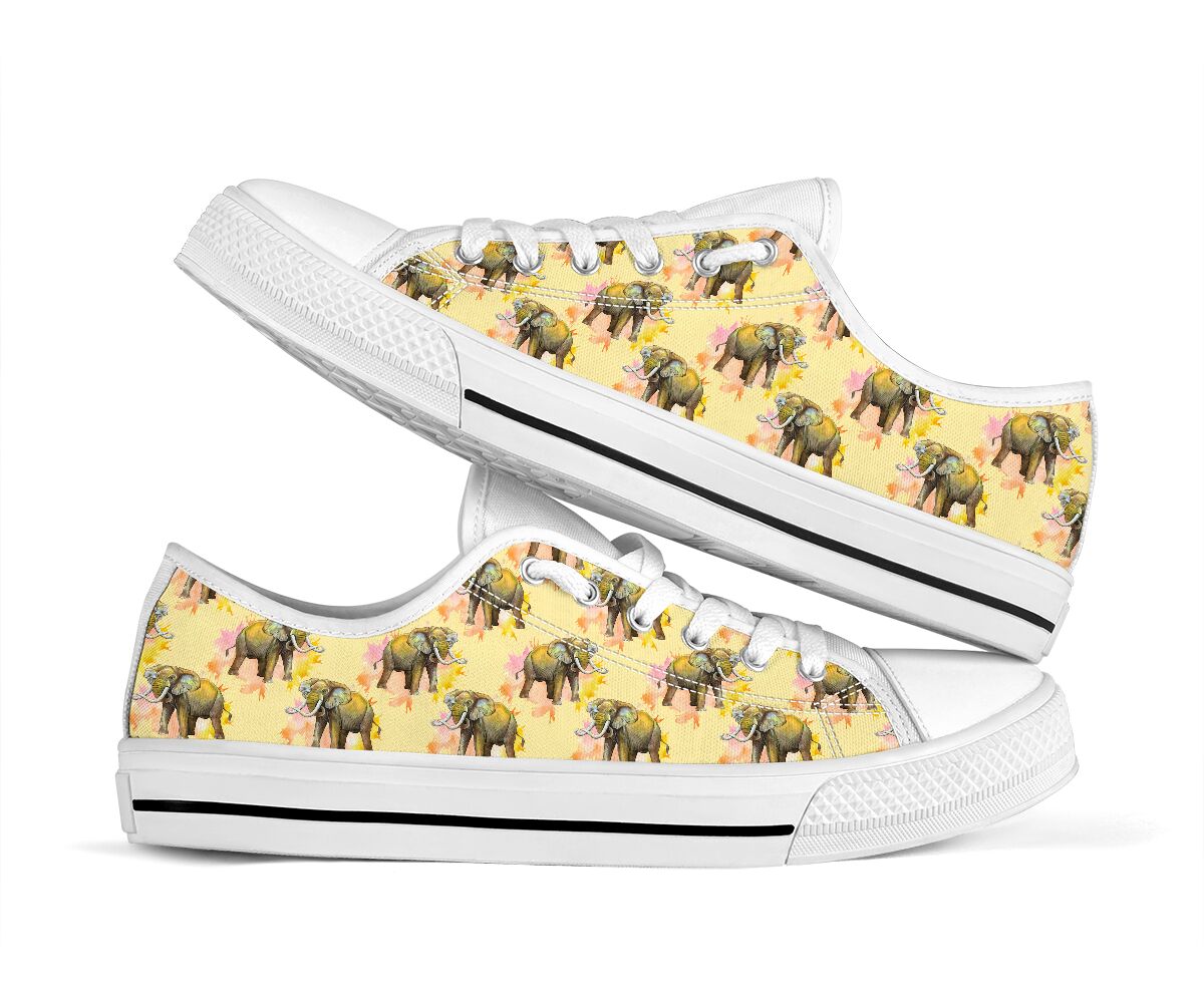Elephant Watercolor Yellow Low Top - Tl Shoes