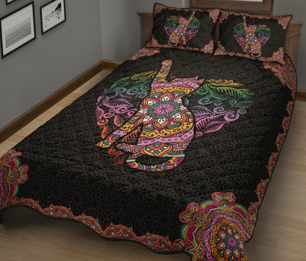 Cat Mandala Style Quilt Bed Set - Love Quilt Bedding Set
