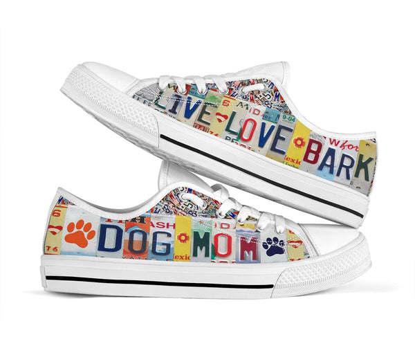 Dog Mom Live Love Bark License Plates Low Top Shoes