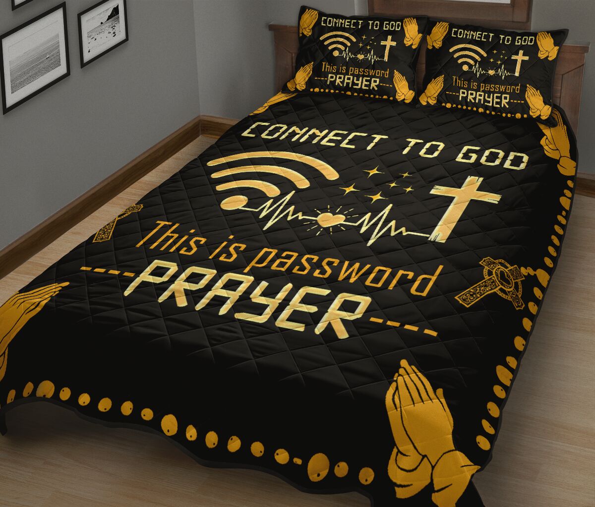 Connect To God Quotes Style Quilt Bed Set - Love Quilt Bedding Set