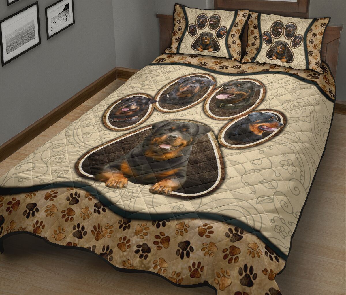 Rottweiler Paw Vintage - Bed Set - Love Quilt Bedding Set