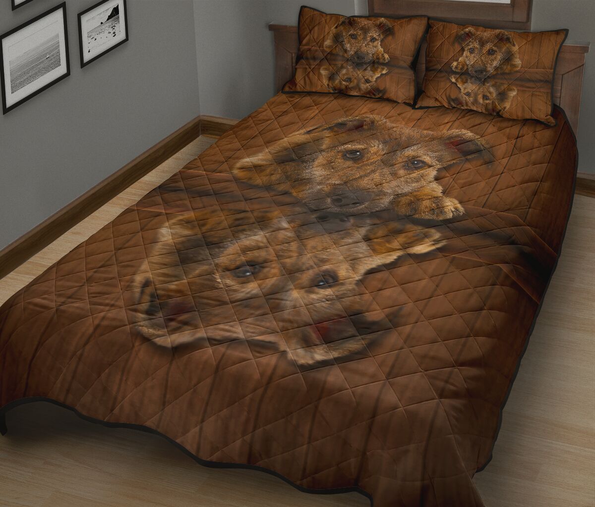 Brindle Lurcher Dog Quilt Bed Set - Love Quilt Bedding Set