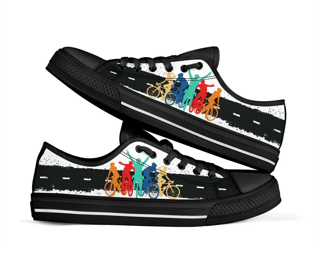 Cycling Color Art Low Top Shoes - Love Low Top Shoes