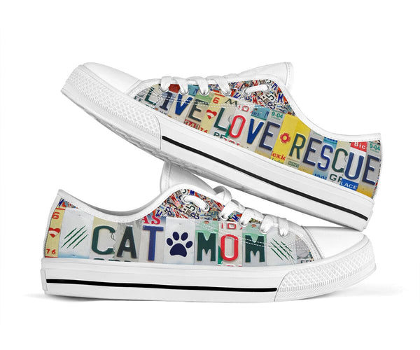 Cat Mom Live Love Rescue License Plates Low Top Shoes