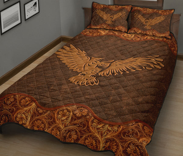 Owl Leather Style Quilt Bed Set - Love Quilt Bedding Set