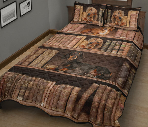 Dachshund Bookshelf - Bed Set - Love Quilt Bedding Set