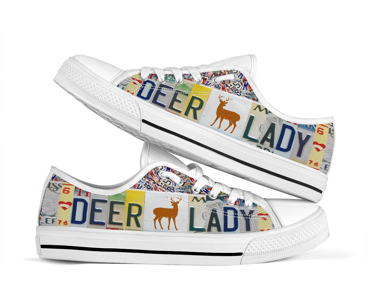 Deer Lady License Plates Low Top Shoes