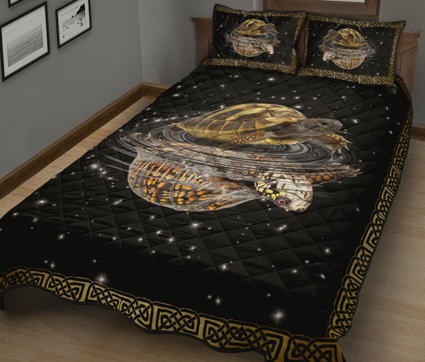 Turtle Reflection Mandala Style Quilt Bed Set - Love Quilt Bedding Set