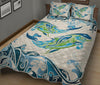 Dolphin Abstract Curve Background Style Quilt Bed Set- Love Quilt Bedding Set